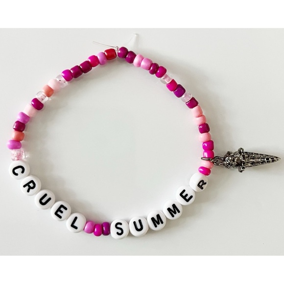 Taylor Swift Friendship Bracelet Eras Tour Cruel Summer with Ice Cream Charm - Picture 1 of 1